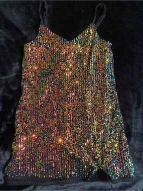 Black Iridescent Sequin Tank Top